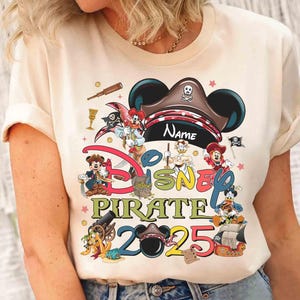 Personalized Watercolor Disney Mickey & Friends Pirates Shirt, Yo Ho Yo Ho A Pirate&#39;s Life for Me Disney Cruise Tee, Family Cruise 2025 Trip