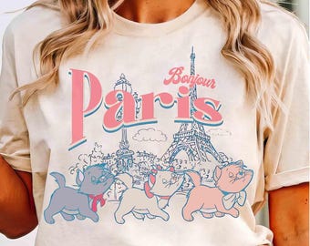 Camiseta vintage de Disney de Los Aristogatos, camiseta "París Bonjour desde 1970", camiseta de Marie Toulouse Berlioz, viaje familiar a Disney, gira de WDW, regalo de cumpleaños