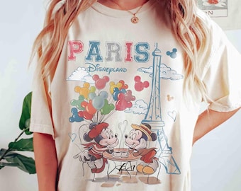 Vintage Musse Pigg Disneyland Paris-skjorta, Eiffeltornet Musse Pigg-tröja, Disney Paris-flickresa 2026, Disneyland-semestertröja