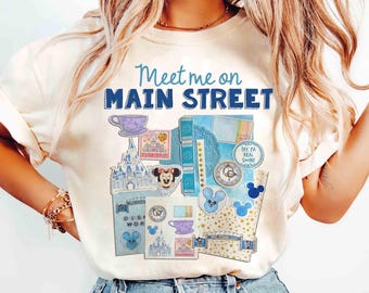 T-shirt Meet Me On Main Street, chemise nostalgique Magic Kingdom, chemise vintage Main Street USA, t-shirt assorti voyage Disney, cadeau de fan de Main Street USA