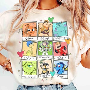 Camiseta con fotos de personajes de Disney Pixar, camiseta con globos de Toy Story Cars Monster Inc, Pixar Fest 2025, fiesta familiar de Disneyland Pixar Pals Playtime