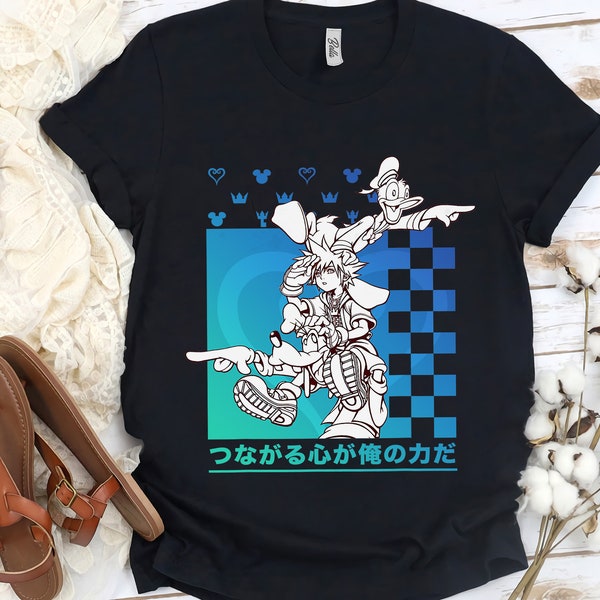 Disney Kingdom Hearts Sora Donald Goofy Kanji Checkerboard Shirt, Magic Kingdom Unisex T-shirt Family Birthday Gift Adult Kid Toddler Tee