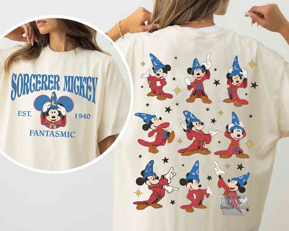 2-sided Fantasia Sorcerer Mickey Mouse Shirt, Disney Magic Wizard 