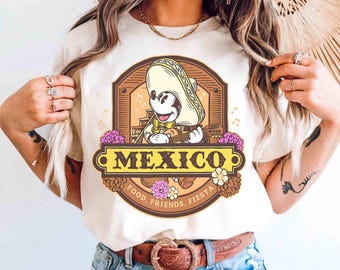 Disney Epcot Mexico Pavilion Shirt, World Showcase Mickey Mariachi Fiesta Tee, Food Friends Fiesta Graphic, Vintage Disney Parks 2026 Shirt