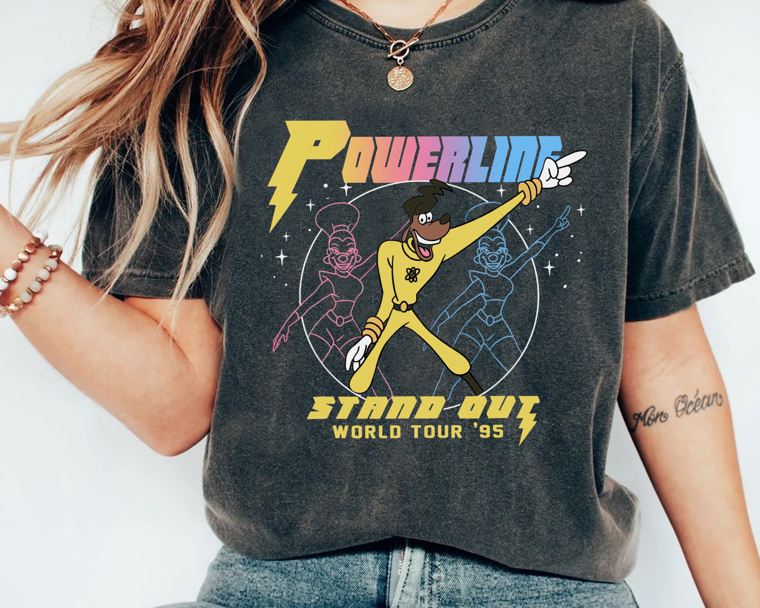 Discover Disney A Goofy Movie Powerline World Tour 95 Retro 80s T-shirt