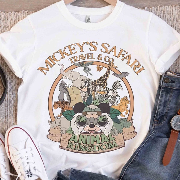 Vintage Mickey's Safari Travel & Co Animal Kingdom Shirt, Disney Safari Mode Let's Get Wild Tee, Magic Kingdom Family Vacation 2024 Trip