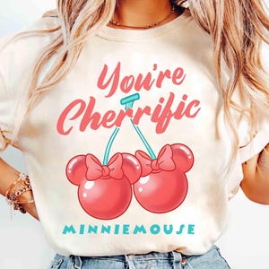 Cute Disney You&#39;re Cherrific Minnie Mouse T-shirt, Coquette Bow Minnie Cherry Tee, Girly Aesthetic Disney Girls Trip, WDW Disneyland Family