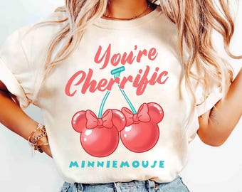 Schattige Disney You're Cherrific Minnie Mouse T-shirt, Coquette Bow Minnie Cherry Tee, Girly Aesthetic Disney Girls Trip, WDW Disneyland Family