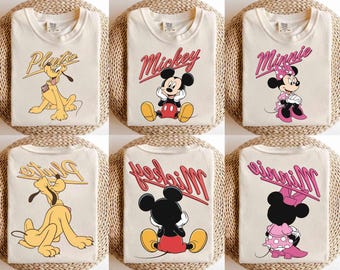 2-sided Customize Disney All Characters Vintage Shirt, Mickey And Friends Tee, Disneyworld Family Vacation, Magic Kingdom Girls Trip Tee