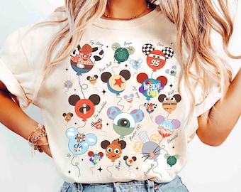 Cute Balloons Watercolor Pixar Movies T-shirt, Inside Out, Monster Inc, Toy Story Land Tee, Cars, Pixar Fest, Disneyland Resort Family Trip