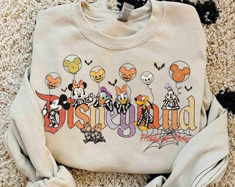 Vintage Disney Mickey And Friends Skeleton Halloween Sweatshirt, Disneyland Trick Or Treat, Family Mickey’s Not So Scary Halloween Party Tee