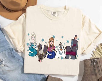 Camiseta personalizada con nombre de Frozen, personajes a juego, Disney Elsa, Anna, Olaf, Kristoff y Sven, regalo para vacaciones familiares en Disneyland.