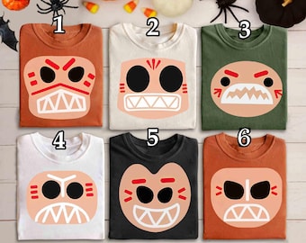 Camiseta de Halloween con disfraz de cara grande de Kakamora, camiseta de disfraz de la película Moana de Disney, camiseta para viaje de Halloween de Disney, disfraz de Halloween para grupo familiar.