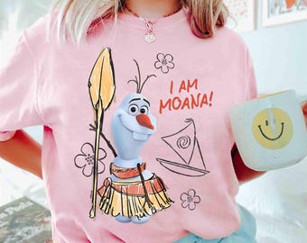 Camiseta con dibujo de disfraz de Moana de Olaf de Disney, camiseta de Olaf Frozen, regalo para vacaciones familiares en WDW Magic Kingdom Disneyland 2026
