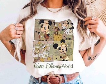 Coquette Retro Mickey And Friends Leopard  Animal Kingdom Shirt, Disney Safari Mode Let's Get Wild Tee, Magic Kingdom Family Vacation Trip