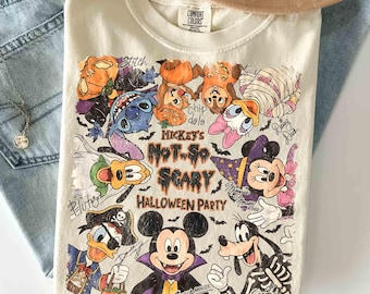 Comfort Colors® Disney Mickey And Friend Hallowwen Vintage Shirt, Mickey's Not So Scary Party Shirt, Disney Halloween Trip Tee, Disney Tee