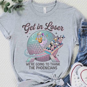 Mickey & Friends Spaceship Earth Epcot Shirt, Figment Get in Loser Thank The Phoenicians Family Vacation Tee, WDW Epcot World Tour 2026 Tee image 4