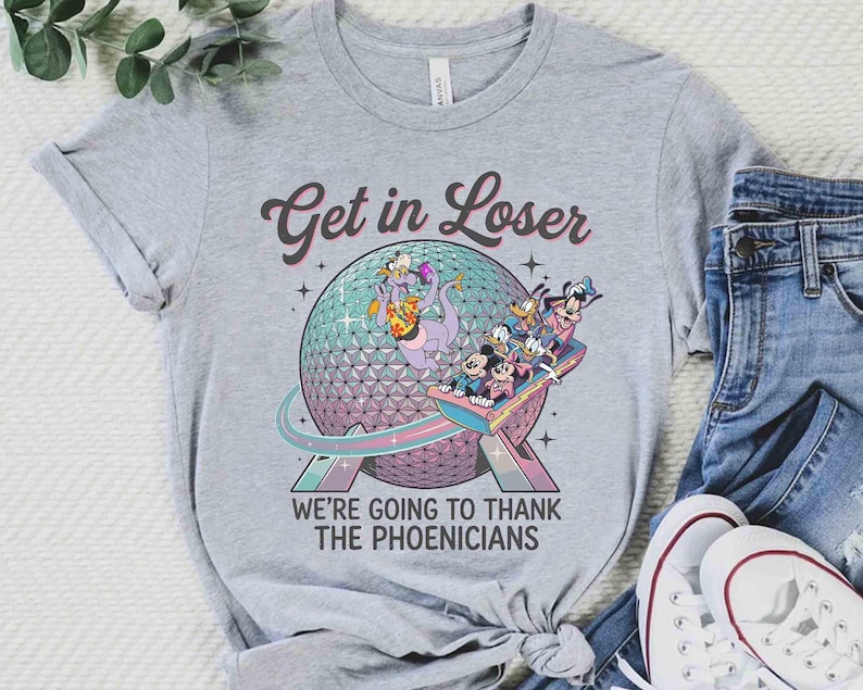Mickey & Friends Spaceship Earth Epcot Shirt, Figment Get in Loser Thank The Phoenicians Family Vacation Tee, WDW Epcot World Tour 2026 Tee image 4