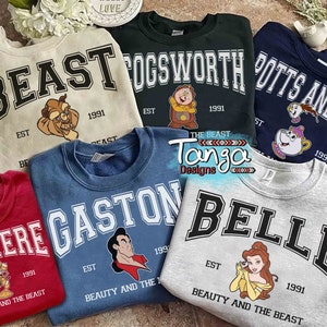 Vintage Disney Beauty And The Beast Characters Group Custom Retro Shirt, WDW Magic Kingdom Trip Unisex T-shirt Family Birthday Gift Tee