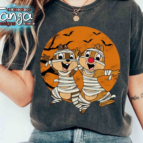 Disney Chip N Dale Mummy Halloween Costume Double Trouble Shirt, Mickey's Not So Scary Party Tee, Disneyland Vacation Holiday Family Gift