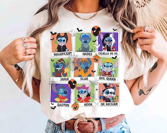 Stitch Costume Disney Villains Halloween T-shirt, Stitch Emotion Photos Tee, Maleficent Shirt, Scar Hades, Cruella Tee, Mickey's Not So Scary