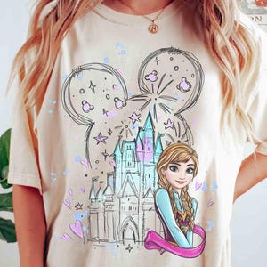 Magical Disney Castle Watercolor Frozen Anna Princess Portrait Shirt, Disney Parks Girl Trip, Magic Kingdom Disneyland Family Vacation Gift