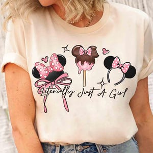 Disney Coquette Bow Literally Just A Girl Pink T-shirt, Minnie Mouse Girl Trip Outfits, WDW Disneyland Vacation 2025 Shirt, Family Holiday