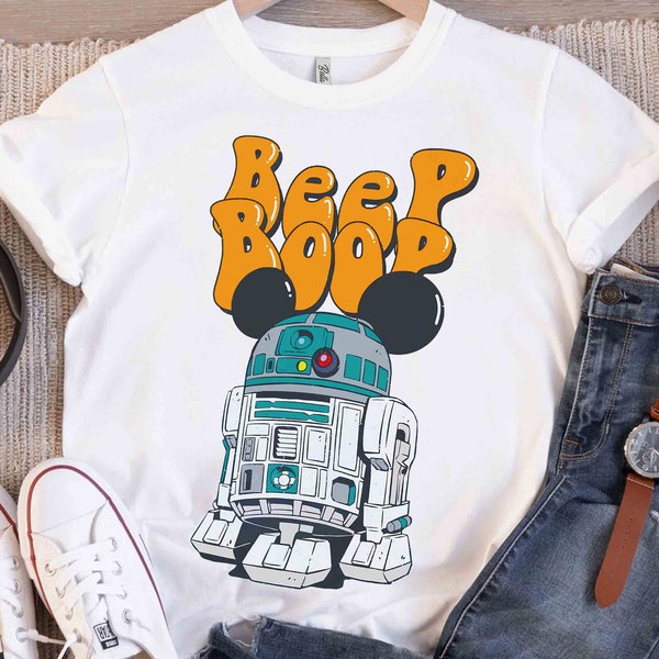 Star Wars Cute Droid R2-D2 Beep Boop Costume Mickey Ears Shirt, Galaxy's Edge Hollywood Studios Disneyland Family Holiday Gift