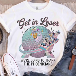 Mickey & Friends Spaceship Earth Epcot Shirt, Figment Get in Loser Thank The Phoenicians Family Vacation Tee, WDW Epcot World Tour 2026 Tee image 5