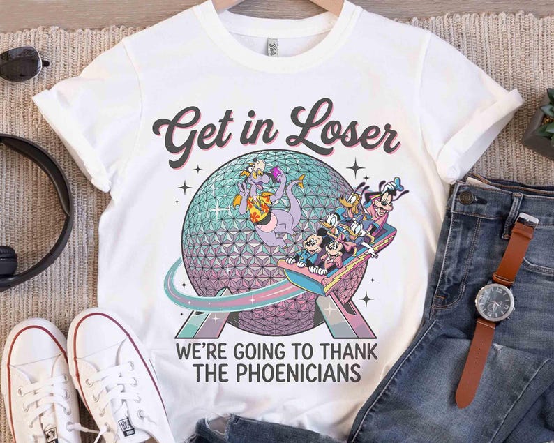 Mickey & Friends Spaceship Earth Epcot Shirt, Figment Get in Loser Thank The Phoenicians Family Vacation Tee, WDW Epcot World Tour 2026 Tee image 5
