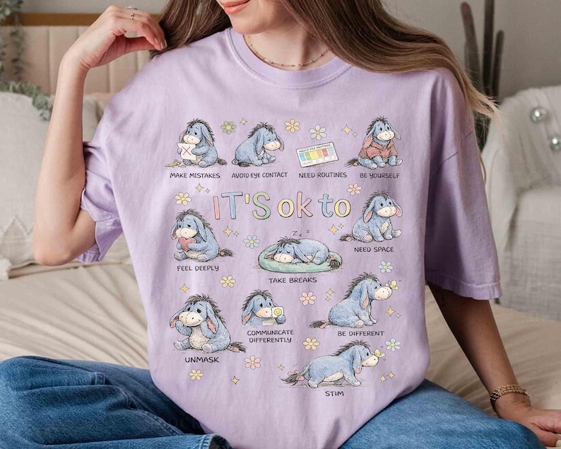 Cute Eeyore It’s Ok To Be Different Autism Goose Shirt, Autism Acceptance Winnie The Pooh Tee, Special Education Teacher Tee, Neurodiversity image 3