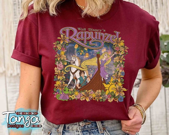Cute Disney Retro 90s Tangled Group Shot Characters Shirt 