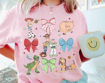Kokette Bögen Aquarell Disney Toy Story Shirt, Pixar Toy Story T-shirt, Woody Jessie Buzz Alien Rex T-Shirt, Disneyland Familie Passender Ausflug