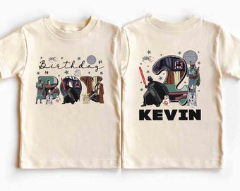 Camiseta personalizada de Star Wars para niños y niñas con nombre y edad, camiseta personalizada de Star Wars con Darth Vader y Boba Fett, viaje familiar a Disneyland 2026