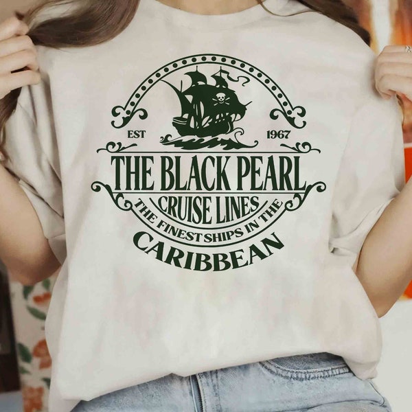 Disney Pirates des Caraïbes Black Pearl Cruise Lines Shirt, WDW Magic Kingdom Disneyland Family Vacation Holiday Gift