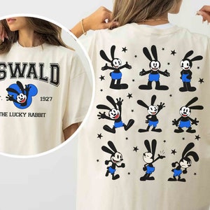 Two-Side Disney Oswald The Lucky Rabbit Emotions T-shirt, Disney The Lucky Rabbit 1927 Tee, Disneyland Family Holiday Vacation 2024 Trip