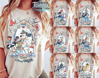 Personalisiertes Disney Cruise Line 2026-Shirt, Mickey & Friends-Familienkreuzfahrt-Trip-T-Shirt, Let's Cruise, Disney Wish Dream Magic Wonder Fantasy