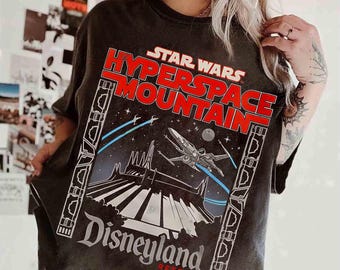 Vintage Star Wars Hyperspace Mountain Shirt, Disneyland 1955 Resort Ride Tee, Retro Space Battle Graphic, Disneyland Matching Trip Outfits