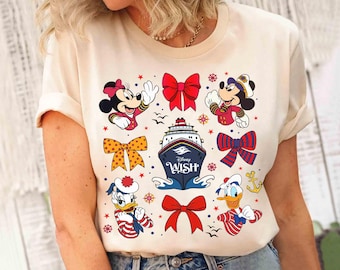 Personalized Coquette Bows Mickey & Friends Disney Cruise Line Shirt, Disney Wish Fantasy Magic Wonder 2026 Matching Tee, Family Cruise Gift