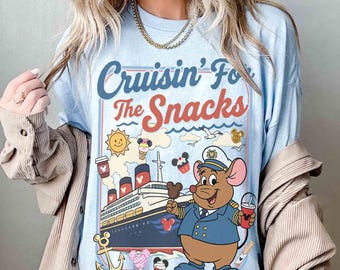 Funny Gus Gus Jaq Cruising For The Snacks Disney Cruise Comfort Color Shirt, Disney Gus Shirt, Disney Travel Shirt, Disneyland Trip 2026 Tee