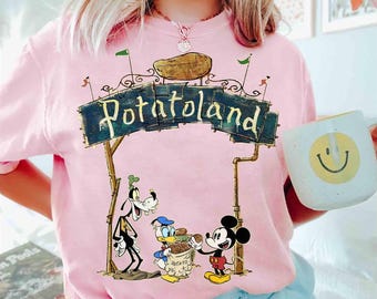 Camiseta vintage de Mickey, Goofy y Donald "Bienvenidos a Potatoland", camiseta a juego de Disney Mickey y sus amigos, viaje familiar a Magic Kingdom Disneyland 2026