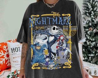 Vintage The Nightmare Before Hanukkah-shirt, Jack Sally And Friends Festival of Lights T-shirt, Joods vakantieshirt Disney, Chanoekacadeau