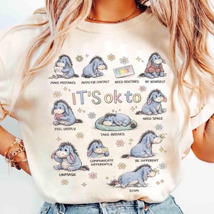 Cute Eeyore It’s Ok To Be Different Autism Goose Shirt, Autism Acceptance Winnie The Pooh Tee, Special Education Teacher Tee, Neurodiversity image 1