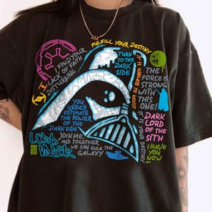 Retro Star Wars Darth Vader Neon Chalkboard Art Quotes Shirt, Star Wars Day Tee, Galaxy&#39;s Edge Trip Tee,  Family Holiday Vacation 2025 Git