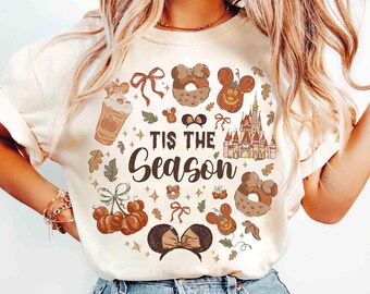 Comfort Colors® Tis The Season Snack Drinks T-shirt, Fall Vibes Shirt, Retro Thanksgiving Tee, Pumpkin Season Tee, Pumpkin Spice Fall Gifts