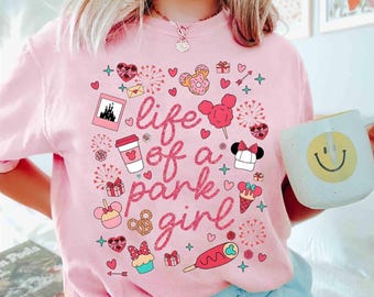 Comfort Colors® Disney Life Of A Park Girl Shirt, Coquette Bow Minnie Daisy Ears Tee, Disney Family Trip Top, Disney Birthday Teen Gifts