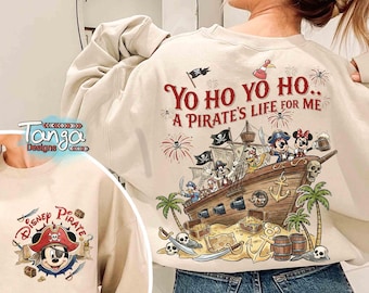 2-sided Yo Ho Yo Ho A Pirate's Life For Me, Disney Pirates of, Caribbean Shirt, Mickey & Minnie Disney Cruise Tee, Disney Pirate Cruise Trip