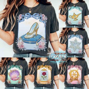 Camiseta retro con el icónico lazo coqueto de las princesas Disney, Bella, Ariel, Elsa, Cenicienta, camiseta del castillo mágico de Magic Kingdom, Walt Disney Disney Girl Trip imagen 1