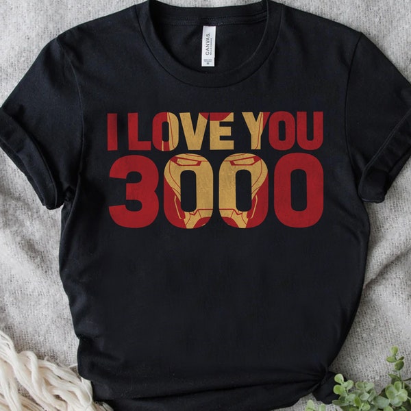 Marvel Avengers Endgame Iron Man I Love You 3000 Text Fill T-shirt, MCU Fans Gift, Unisex T-shirt Family Birthday Gift Adult Kid Toddler Tee