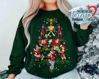 Disney A Goofy Movie Characters Group Christmas Tree T-Shirt, Mickey's Very Merry Xmas Party Matching Tee, Disneyland Family Vacation Gift
